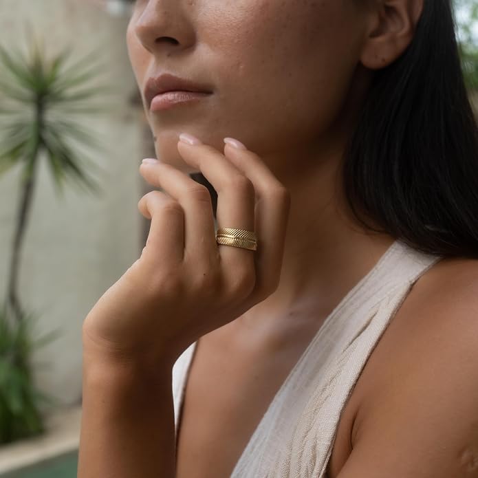 Made by Nami Stainless Steel Gold Adjustable Rings for Women Stackable Chunky Gold Rings for Women