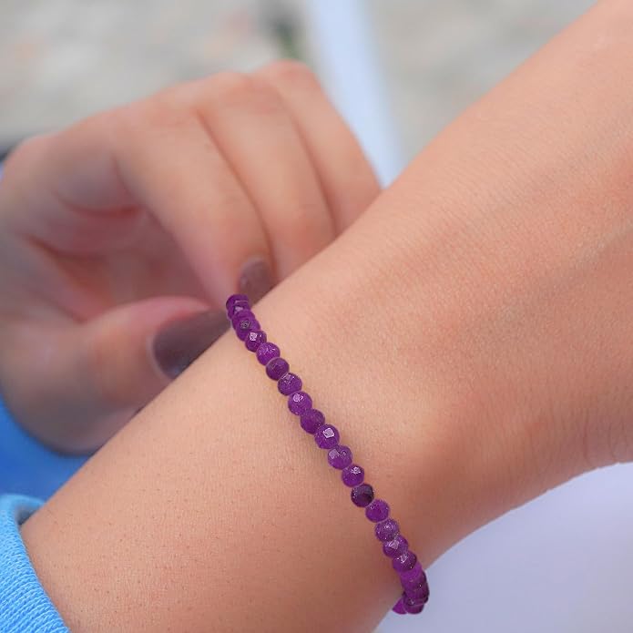 Faceted Bracelet for Women, Certified 925 Sterling Silver with 18K Gold Vermeil Healing Crystal Bracelets for Women - Crystals and Healing Stone Bracelet Women Jewelry for Gift