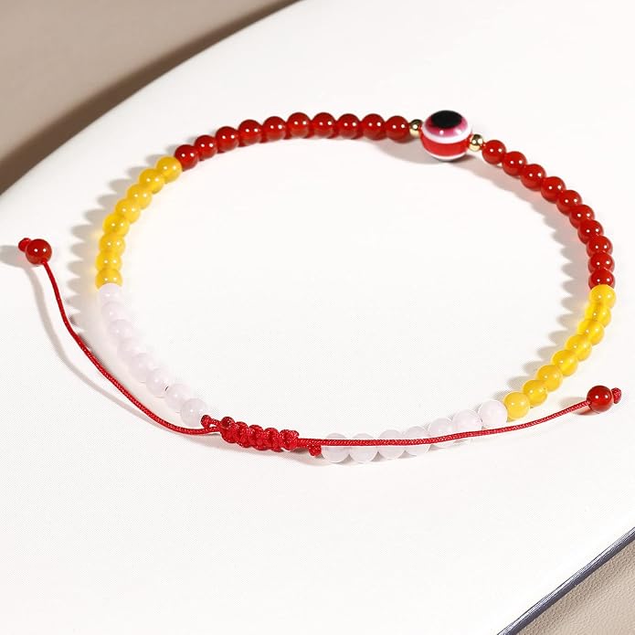 Evil Eye Anklet Bracelets for Women Energy Healing Crystals and Gemstones Worry Stone Beach Foot Meditation Yoga Jewelry