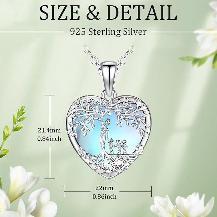 Odinstone Tree of Life Necklace, Sterling Silver Pendant for Women Family Tree Necklaces Jewelry for Mom/Wife/Grandma(With Fine Gift Box)