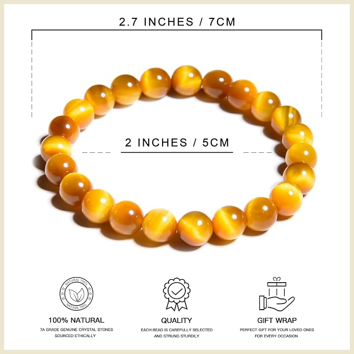 ILLUMINIA 5A Grade Natural Crystal Gemstone Bracelet | Healing Energy Charged Quartz Stone Bead | Handcrafted Stretch Bracelet for Women Men Teens