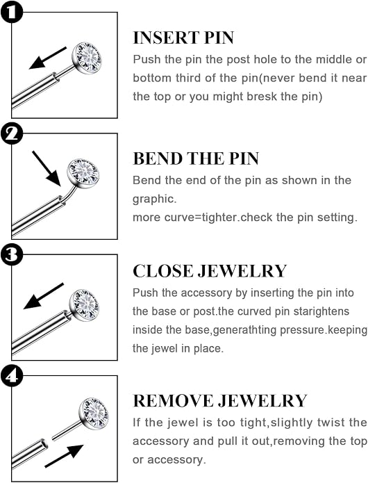 20G 18G 16G Astm F136 Titanium Threadless Flat Back Earrings Nose Studs Tragus Helix Conch Cartilage Lobe Earrings Medusa Labret Snake Bite Monroe Lip Ring Piercing Jewelry For Women Men