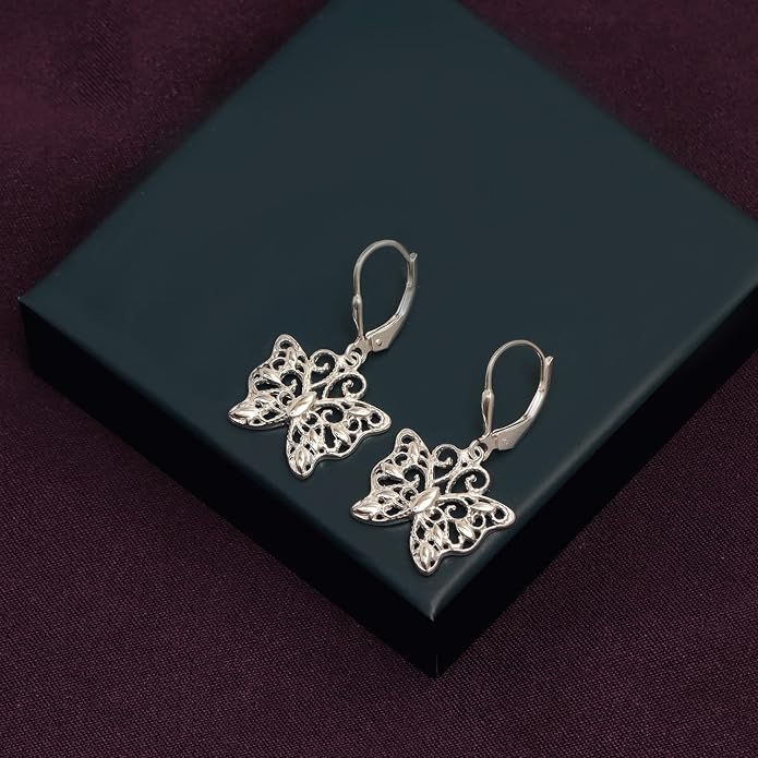 LeCalla 925 Sterling Silver Leverback Drop Earrings | Lightweight Italian Teardrop Dangle Earring for Women