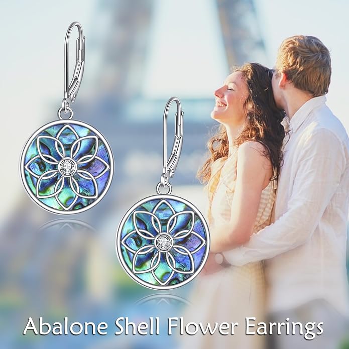 TIGER RIDER Abalone Shell 925 Sterling Silver Dangle Earrings Lightweight Filigree Dangle Drop Earrings for Women