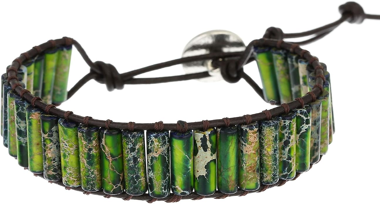 Plumiss Women Boho Handmade Natural Stone Crystal Leather Bead Wrap Bracelets Collection