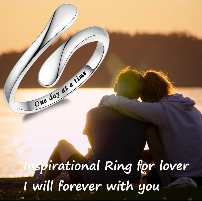 Fookduoduo 925 Sterling Silver Ring Inspirational Jewelry adjustable Wrap Open Rings for Women
