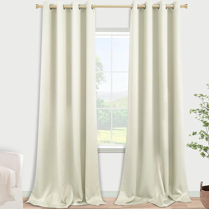 120 Inches Extra Long Curtains for Living Room 2 Panels Grommet Darkening Insulated Thermal 90% Blackout Drapery Tall Ceiling Curtain for Large Big Window Treatments Ideas Drapes,Cream/Off White/Ivory