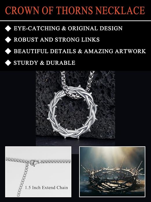 Seiyang Crown of Thorns Necklace 925 Sterling Silver Crown Pendant Amulet Jewelry Gifts (with Gift Box)