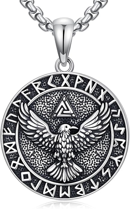 Viking Necklace for Men 925 Sterling Silver Norse Viking Pendant Norse Jewelry for Dad Husband, w/Stainless Steel Chain 22"+2"