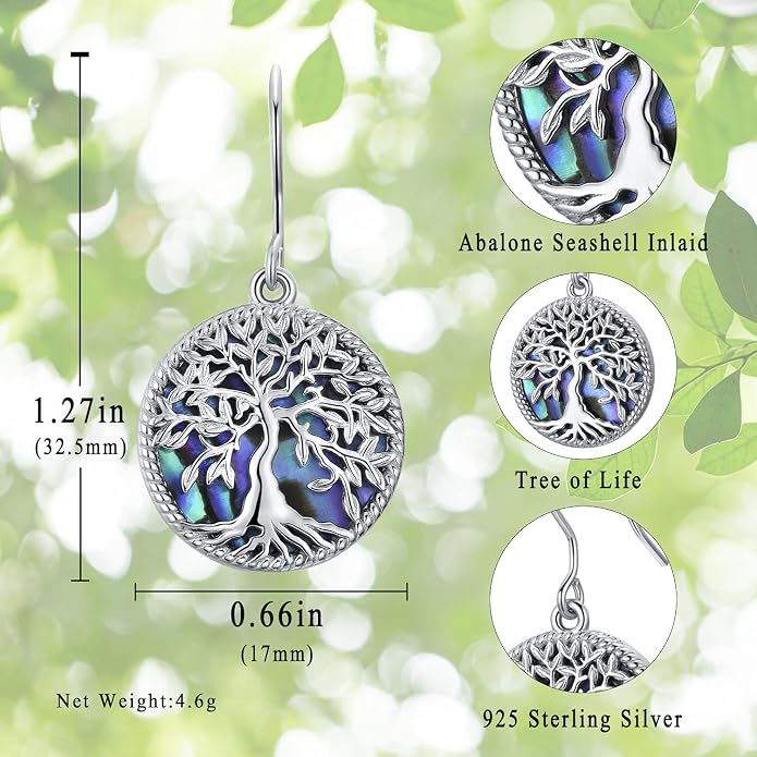 Aniu Tree of Life Earrings for Women Turquoise Malachite Teardrop Dangle Earrings for Women Sterling Silver Anniversary Birthday Drop Dangle Earrings Jewelry Gifts