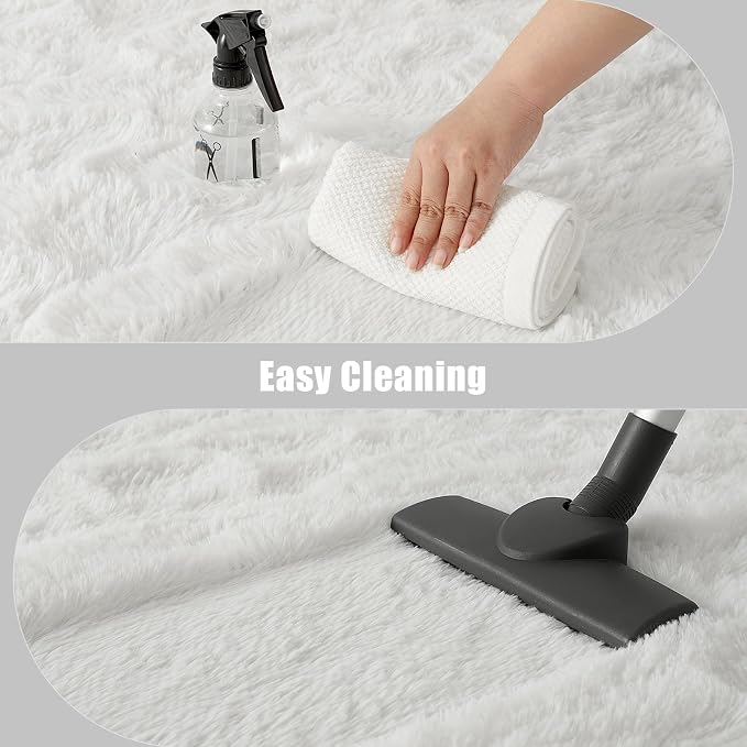 Macgace Fluffy Area Rugs for Bedroom Decor Aesthetic, 5x7 White Shag Rug with Non-Slip Dots for Living Room, Fuzzy Plush Carpet Washable Rug Modern Home Decor for Kids Nursery Girls Room Office
