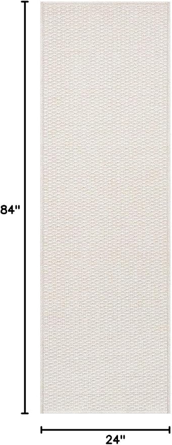 Luul Home Easy Jute Rugs 2x7 White Color Living Room Indoor Outdoor Runner Rug for Farmhouse Patio and Kitchen Rug High Traffic Washable Easy to Clean Solid Boho Woven Design Outside Carpet (2 x 7)