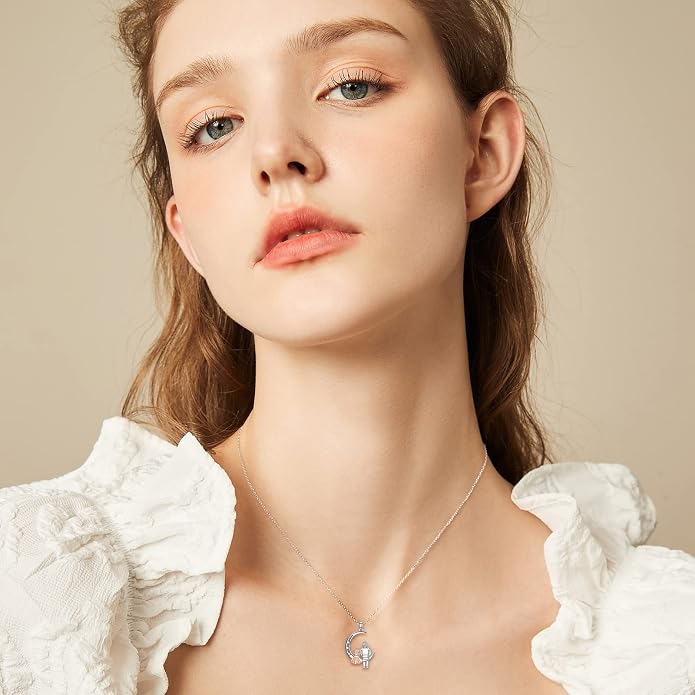 PROESS S925 Sterling Silver Daughter Heart Pendant Necklace from Dad Mom I Love You Forever Jewelry