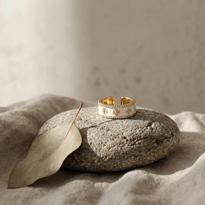 Vintage 14k Gold Ring for Women - Adjustable Carving Open Ring Unique Boho Jewelry Gift for Wedding Band & Daily Wear Ring