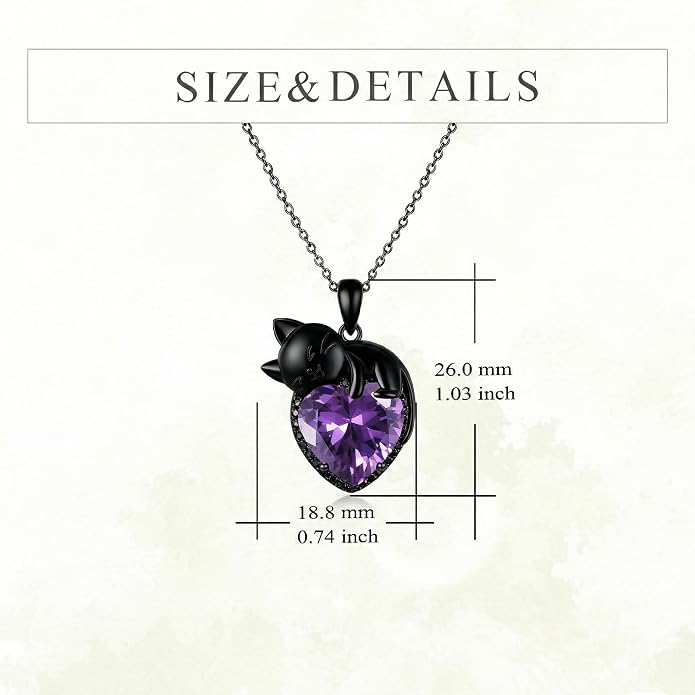 Cat Necklace Sterling Silver Cat Zircon Pendant Gothic Jewelry for Women Animal Lovers Gifts