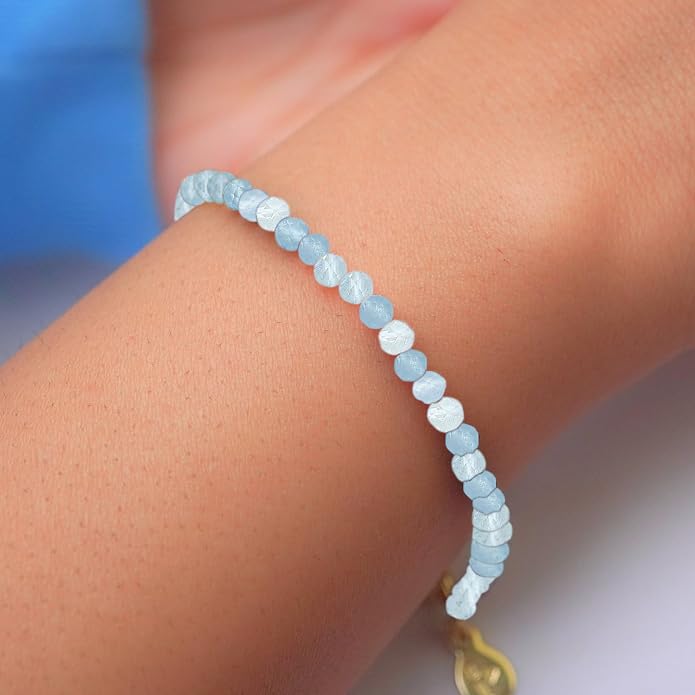 Faceted Bracelet for Women, Certified 925 Sterling Silver with 18K Gold Vermeil Healing Crystal Bracelets for Women - Crystals and Healing Stone Bracelet Women Jewelry for Gift