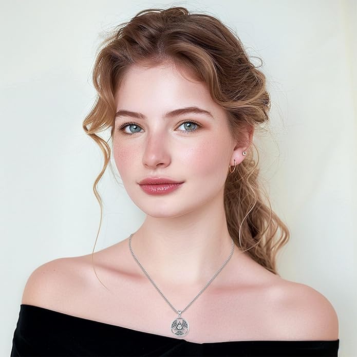 Thors Hammer Necklace/Viking Tree of Life/Valknut/Vegvisir/Triskelion/Sword/Spear Point Arrowhead/Urn Necklace for Ashes/Compass Necklace 925 Sterling Silver Amulet Jewelry for Men Women