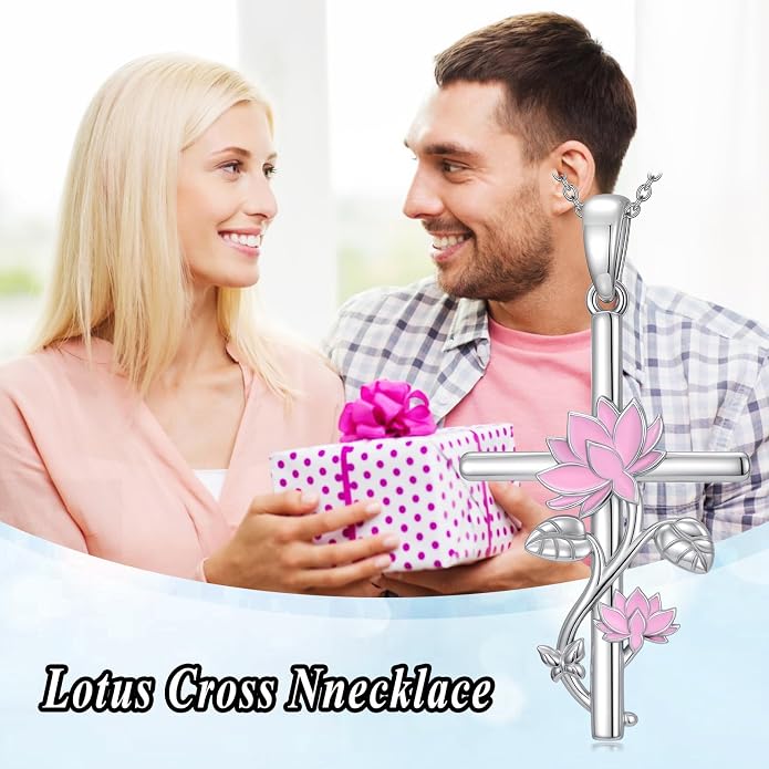HPQQ Cross Necklace 925 Sterling Silver Turquoise Tree of Life Celtic Knot Cross Pendant Jewelry Mother's Day Gifts for Women