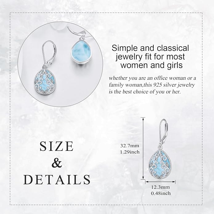 Teardrop Earrings Sterling Silver Filigree Irish Celtic Teardrop Drop Earrings Jewelry Gifts For Women