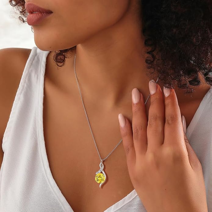 Women‘s Birthstone Pendant Necklace S925 Sterling Silver Imitation Diamond Infinity Necklace Jewelry Gift for Her