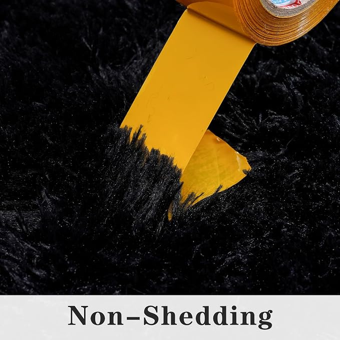 Dssimo Black Rug for Bedroom, 2x4 Small Area Rugs, | Soft Fluffy Shag Bedside Rug Non-Slip Carpet for Kids,Girls Boys and Teens Decorations for Living Room Dorm Nursery Classroom