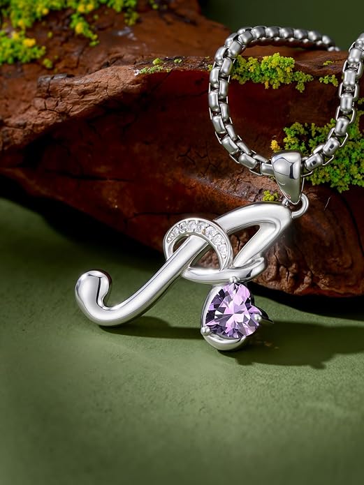 Birthday Gifts for Women Alphabet A to Z Initial Birthstone Pendant Necklaces for Women - 18k White Gold Plated Personalized Name Jewelry Anniversary Graduation Gifts for Wife Her Daughter Girlfriend(with Gift Box)