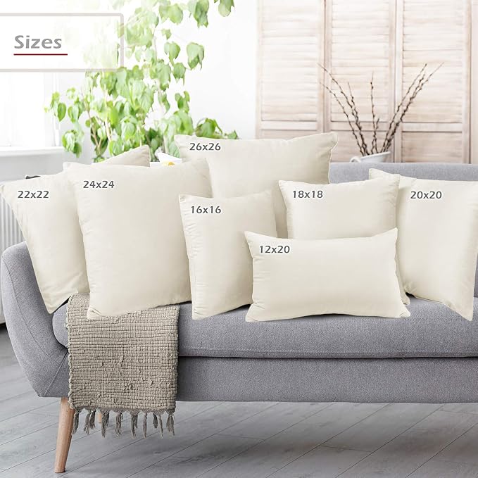 Nestl Throw Euro Pillow Covers, Cozy Velvet Decorative Pillow Covers 26x26 Inches, Soft Solid Couch Pillow Case for Sofa, Bed and Car, Set of 4 - Off White