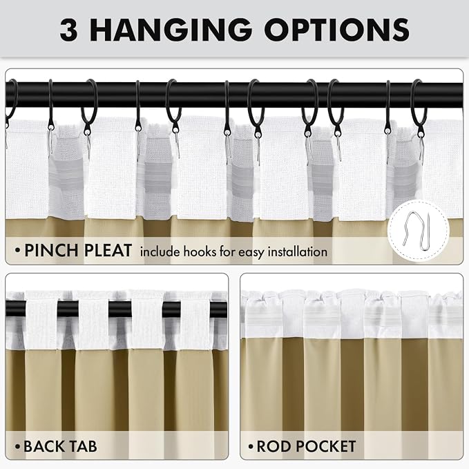 MIULEE 100% Blackout Linen Curtains 42 x 84 Inch Bright White 2 Panels | Thermal Insulated, Room Darkening Drapes for Bedroom Living Room, Back Tab Rod Pocket Pinch Pleated, Solid Luxury Decor