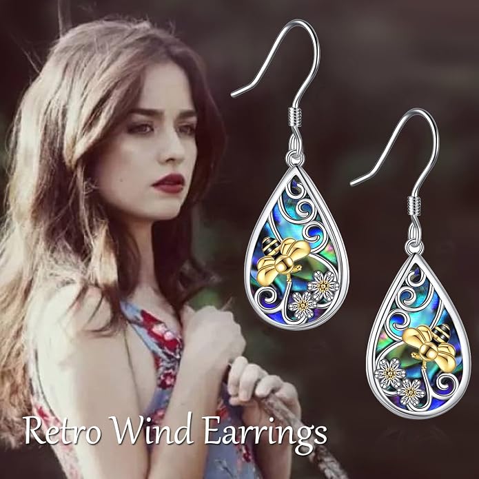 POPLYKE 925 Sterling Silver Tree of Life Dangle Earrings for Women Fashion Abalone Shell Jewelry Gifts for Mom Sister Friend Birthday