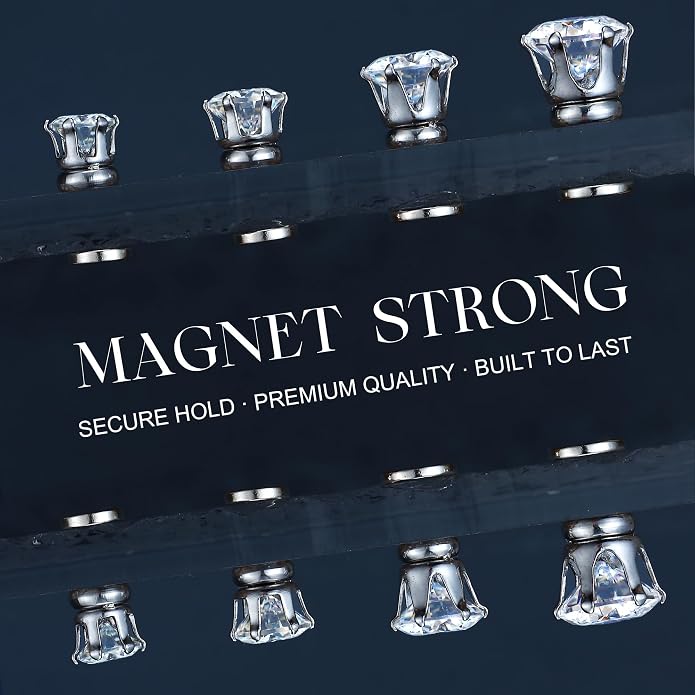 GEMQUEEN Moissanite Magnetic Earrings for Men Women : 18K White Gold Plated Hypoallergenic Stainless Steel Non Piercing Clip on Fake Earrings Studs Dainty Moissanite Earring Jewelry D Color VVS1