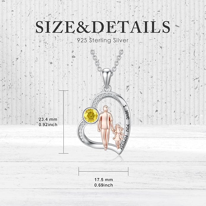 PROESS S925 Sterling Silver Daughter Heart Pendant Necklace from Dad Mom I Love You Forever Jewelry