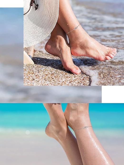 Moissanite Infinity Anklet for Women, Real Authentic 925 Sterling Silver Hypoallergenic, Beautiful Summer Jewelry, Dainty Ankle Bracelet, 8.6-10.6inch (21-26cm) Adjustable