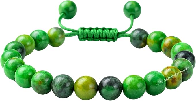 Amazing Gemstone Variscite Bracelet for Women Men's Gifts - Protection Healing Crystal Bracelet - 8mm Gemstone Beaded Adjustable Bracelet