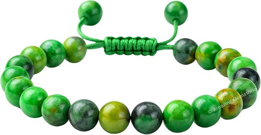Amazing Gemstone Variscite Bracelet for Women Men's Gifts - Protection Healing Crystal Bracelet - 8mm Gemstone Beaded Adjustable Bracelet