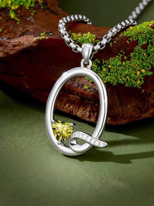 Birthday Gifts for Women Alphabet A to Z Initial Birthstone Pendant Necklaces for Women - 18k White Gold Plated Personalized Name Jewelry Anniversary Graduation Gifts for Wife Her Daughter Girlfriend(with Gift Box)