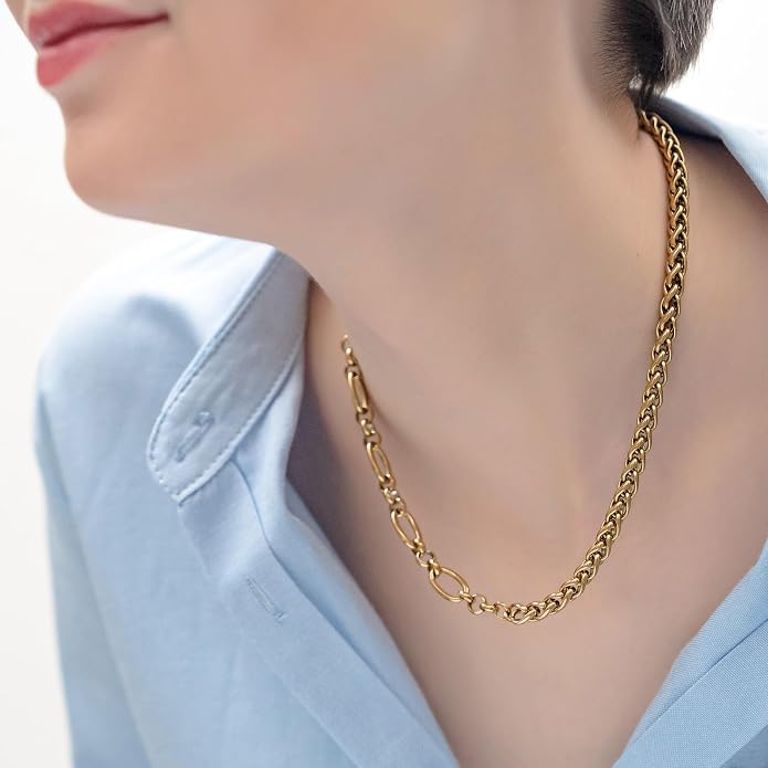 Necklace Chain | Waterproof 18K Real Gold Plated | Silver Necklace | Non Tarnish, PVD Coated | Chunky Necklace | Chunky Jewelry | Fashion Accessories