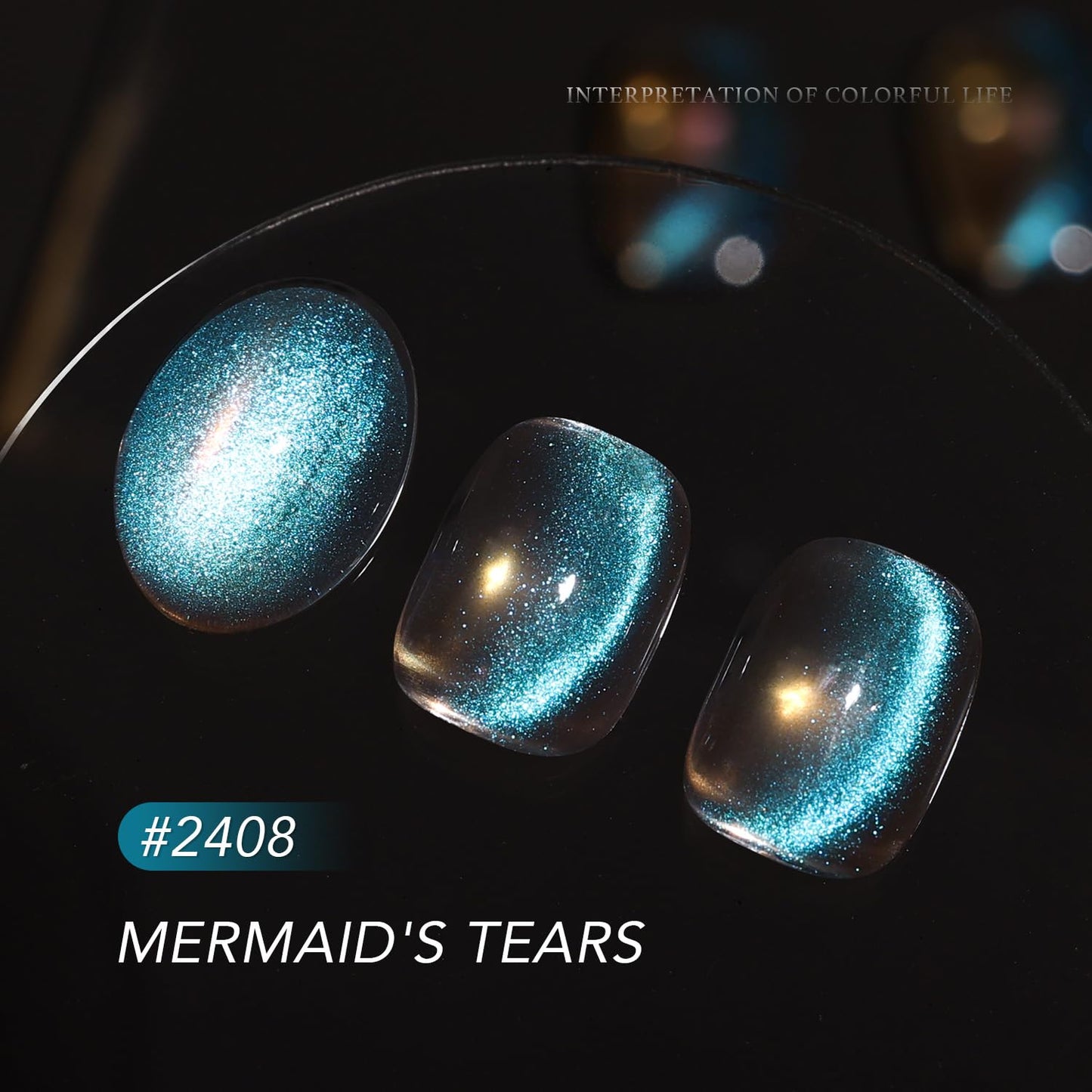 GAOY Cat Eye Gel Nail Polish Set with Magnet for Blue Glitter Holographic Cat Eye, Salon Gel Manicure and Nail Art DIY at Home, Mermaid's Tears