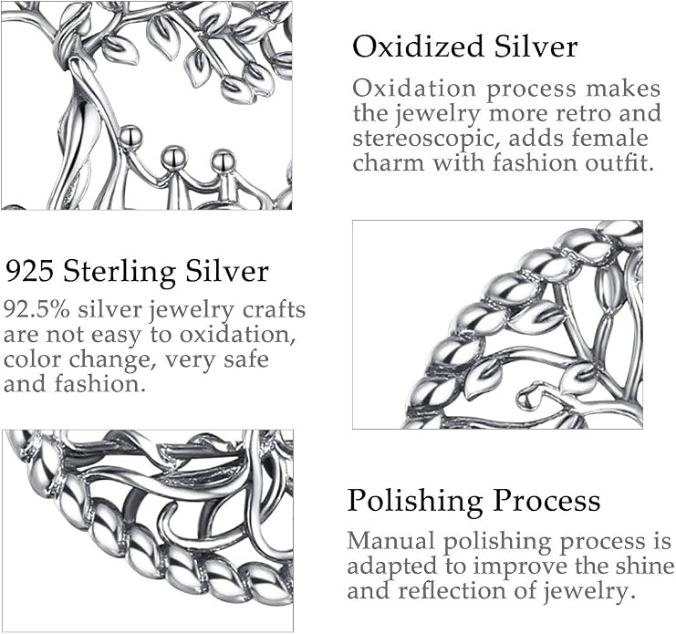 Vito 925 Sterling Silver Tree of Life Necklace for Women, Mother Tree Pendant for Mom Mother Necklace Mother's Day Jewelry Gift for Wife Grandma, 18/22 Inch Chain