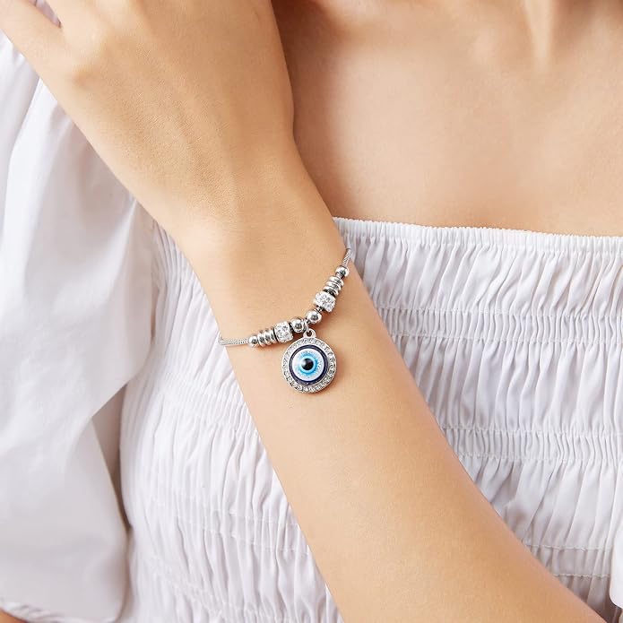 Evil Eye Bracelets 18k Gold Plated Adjustable ojo Bracelet Gold Evil Eye Bracelet for Protection, The Evil Eye Silver Bracelet Gifts for Women and Men