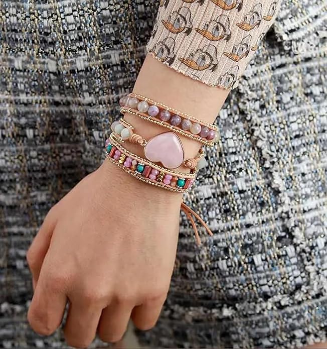 Women Wrap Bracelets Boho Natural Stone Jasper Turquoises Strand Bracelet Jewelry Collection