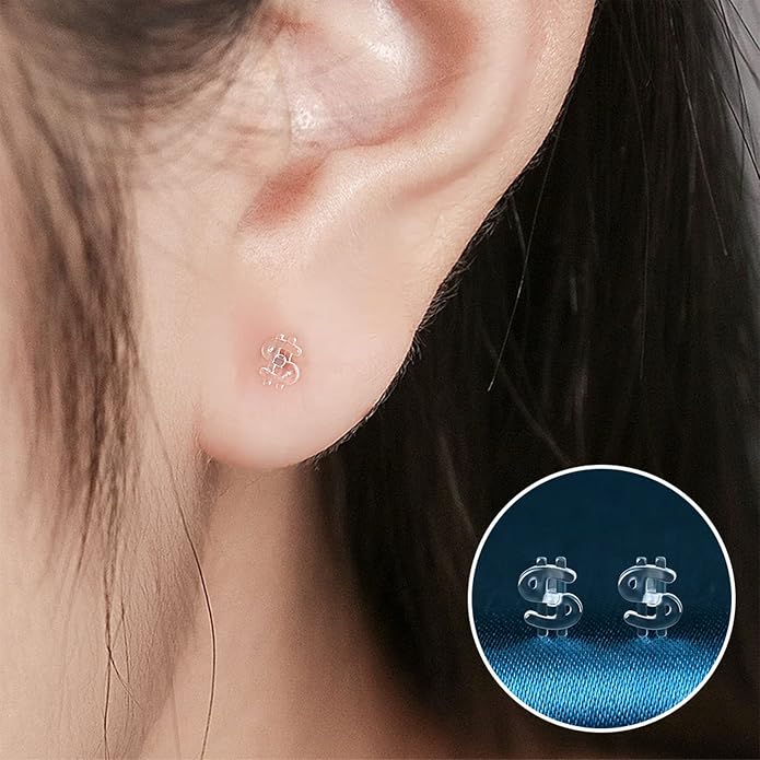 6 Pairs Invisible Plastic Post Earrings For Sensitive Ears - Clear, Sports & Work