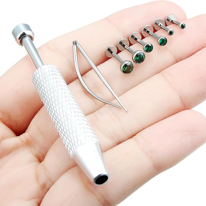 Jenxnjsjo F136 Titanium 20/18/16g Earrings Nose Lip Rings Studs Labret Medusa Tragus Helix Conch Cartilage Piercing Jewelry for Women