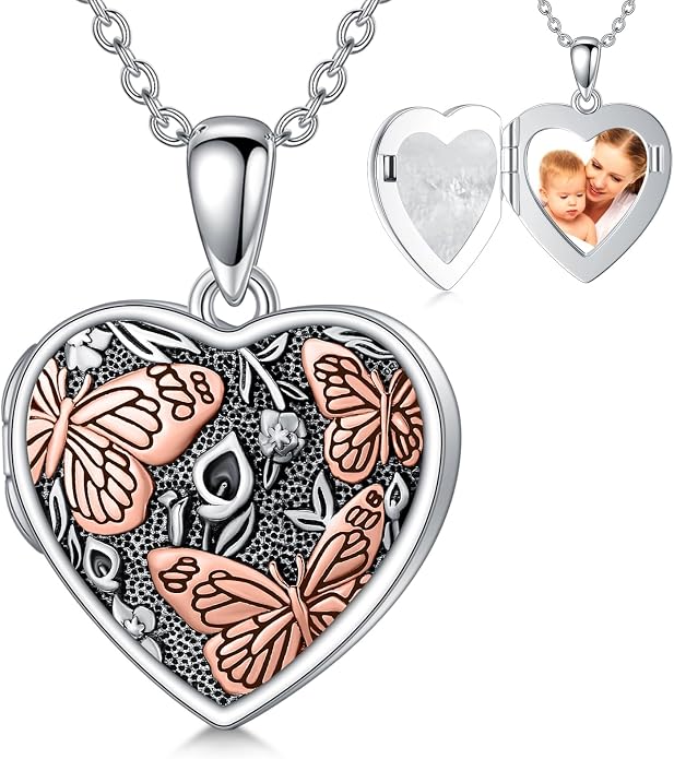 925 Sterling Silver Memorial Jewelry Urn Necklaces for Ashes, Photo Locket Necklace that Holds Picture