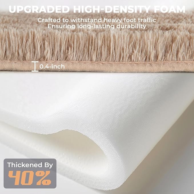 OPPODREAM 3ft Beige Circle Rug for Bedroom, Ultra-Soft Round Rugs 3-ft for Living Room, Fluffy Carpet for Nursery, Kids, Girl, Boy, Baby, Plush, Fuzzy, Shag, Shaggy, Cute Home Decor