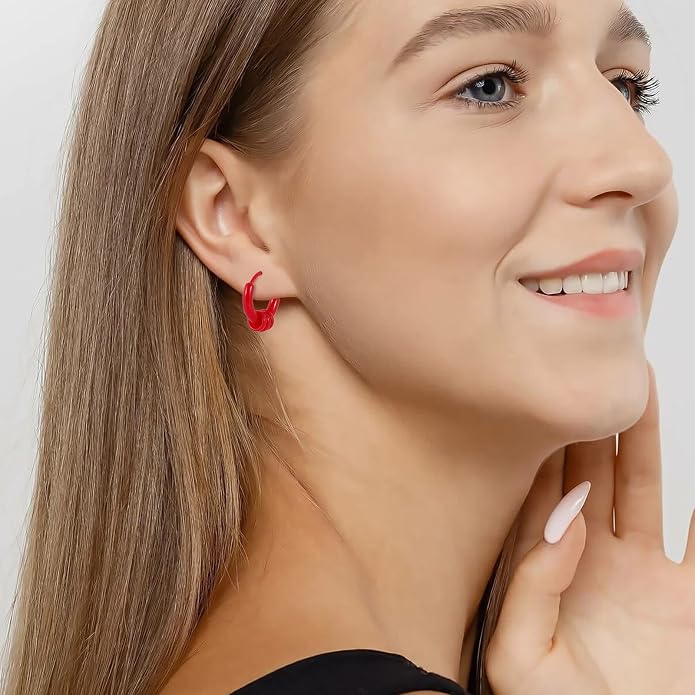 Plastic Post Stud Hoop Earrings for Sensitive Ears Multicolor Butterfly Flower Stud Earrings Set for Women