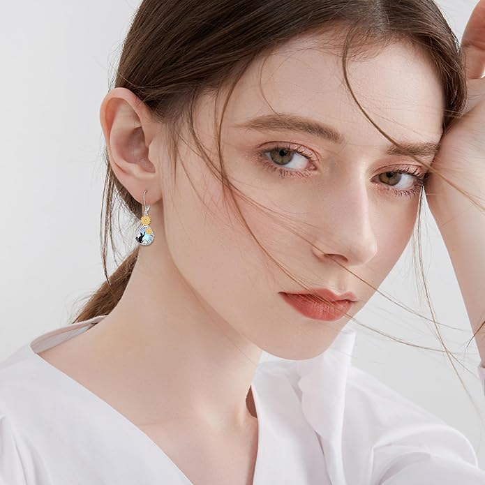 AOBOCO Teardrop Dangle Earrings for Women 925 Sterling Silver Moonstone Flower Filigree Leverback Jewelry Birthday