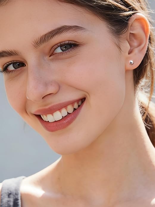 ChicSilver 925 Sterling Silver Earrings Dainty Bar/Circle/Triangle/Star/Ball Stud Earrings for Women with Gift Box, Hypoallergenic Earrings for Sensitive Ears