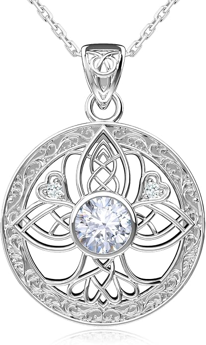 Birthstone Tree of Life Necklace for Women: 925 Sterling Silver Celtic Knot Pendant, Family Jewelry Gift for Mom Daughter Birthday Mother’s Day