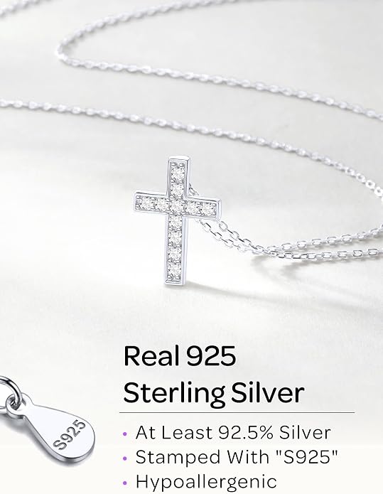 ChicSilver 925 Sterling Silver Cross/Heart/Butterfly/Star/Moon Necklace for Women, Hypoallergenic Dainty Small Silver Pendant Necklaces (with Gift Box)