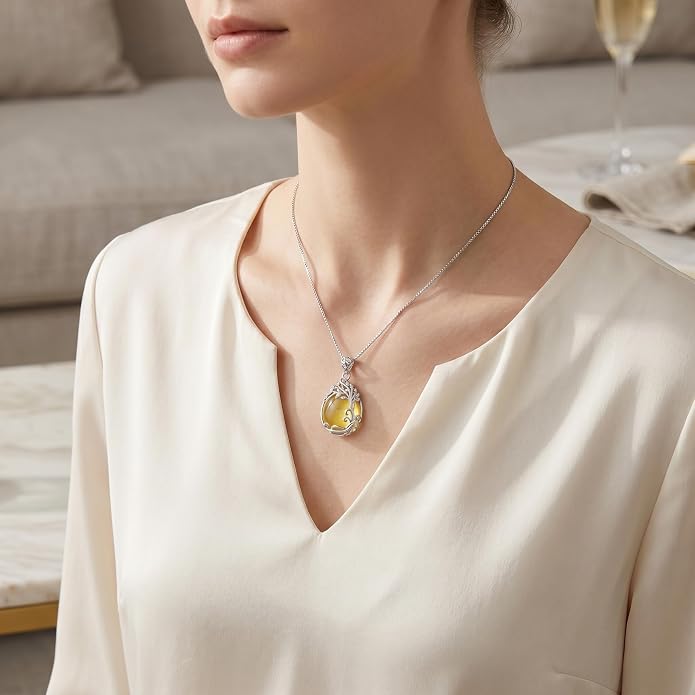 Teardrop Moonstone Necklace for Women Tree of Life/Filigree Birthstone Pendant Necklace Jewelry